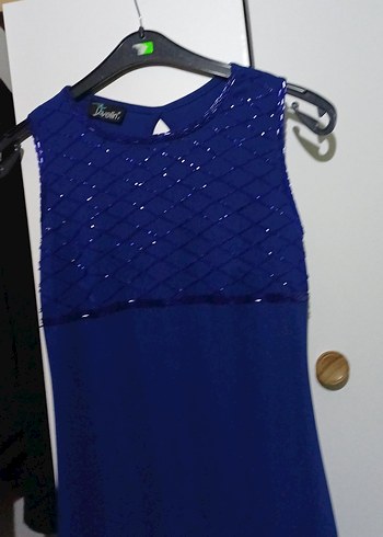 Uzun Lacivert Kolsuz Abiye Elbise - Görsel 2