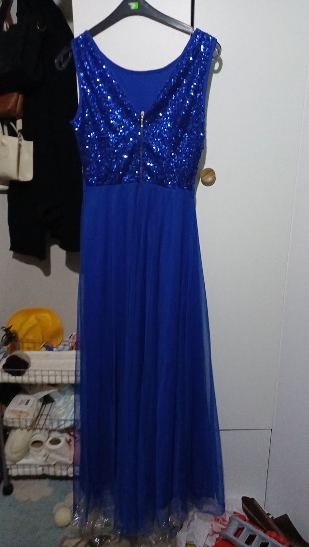 Parlak Mavi Uzun Abiye Elbise - Görsel 3