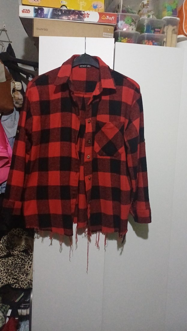 Kırmızı Siyah Ekose Salaş Gömlek - Görsel 2