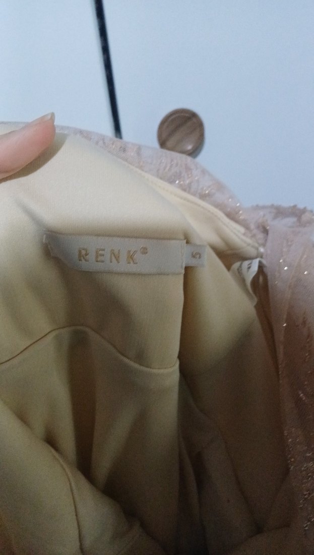 Bej İşlemeli Uzun Drapeli Abiye Elbise - Görsel 3