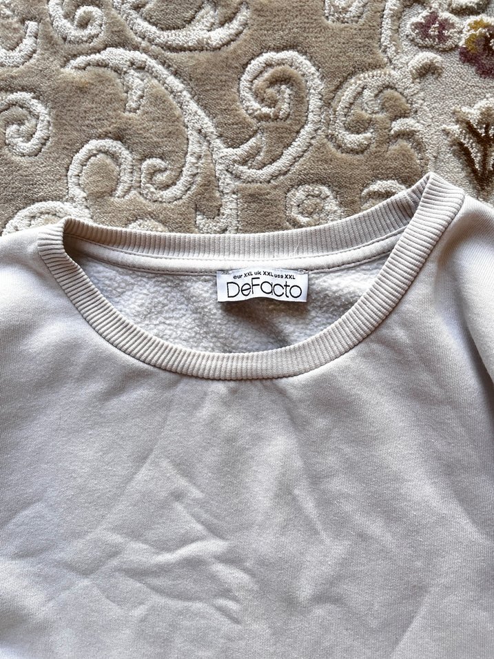 Krem renkte Oversize Sweat - Görsel 2