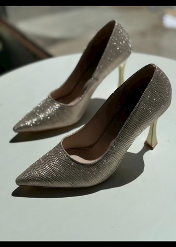 37 Beden İnce Topuklu Çizgili Desenli Stiletto Rose