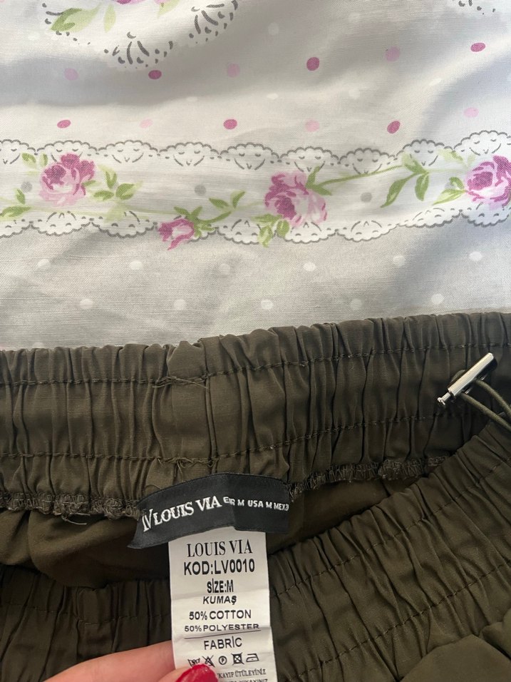 Kadın asker yeşili paraşüt Pantolon - Görsel 2