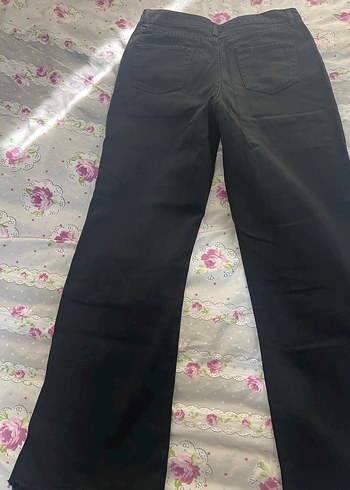 Düğmeli Siyah Kadın Kot Pantolon - Görsel 3