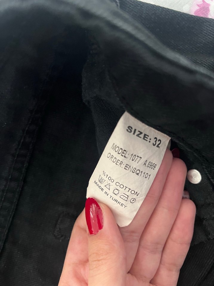 Düğmeli Siyah Kadın Kot Pantolon - Görsel 2