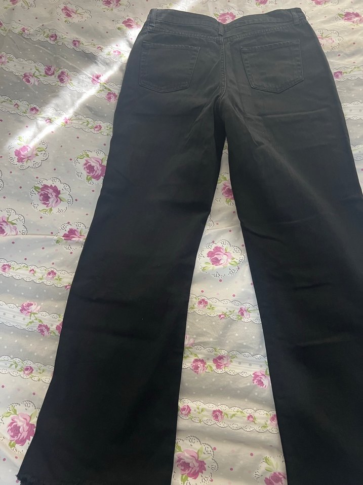 Düğmeli Siyah Kadın Kot Pantolon - Görsel 3