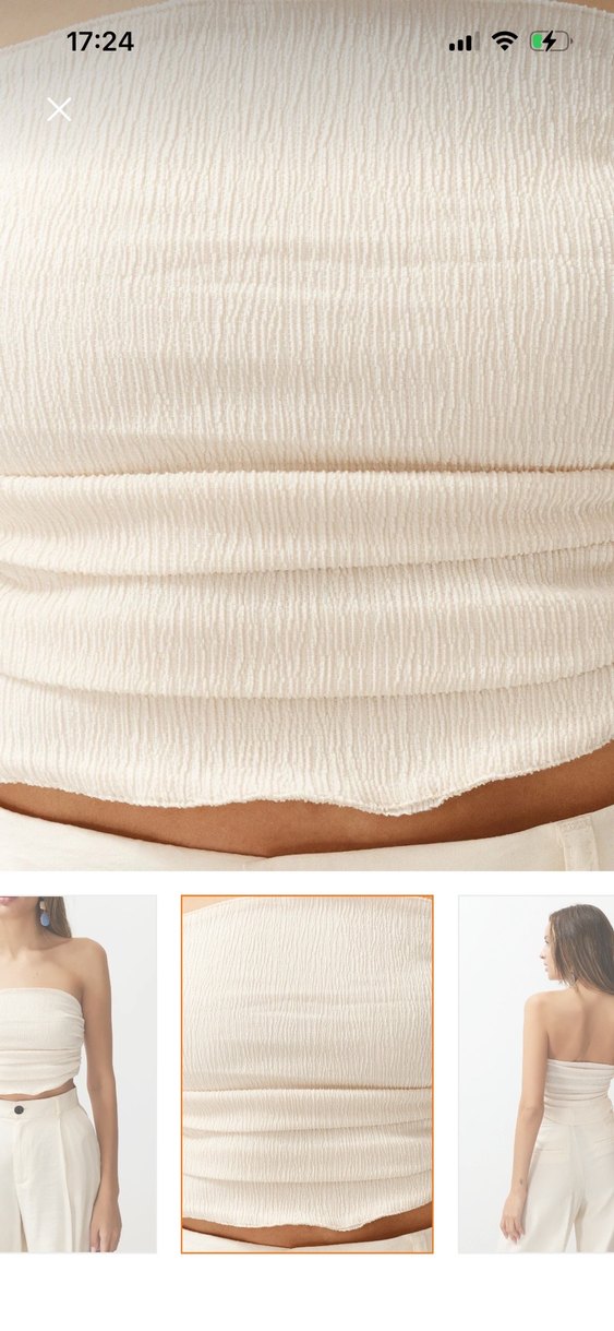 Bej Keten Kadın Crop Top - Görsel 5