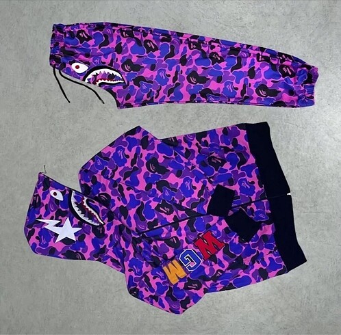 l/xl Beden Bape Set Zıp Fermuarlı Nakışlı Kapüşonlu Takım