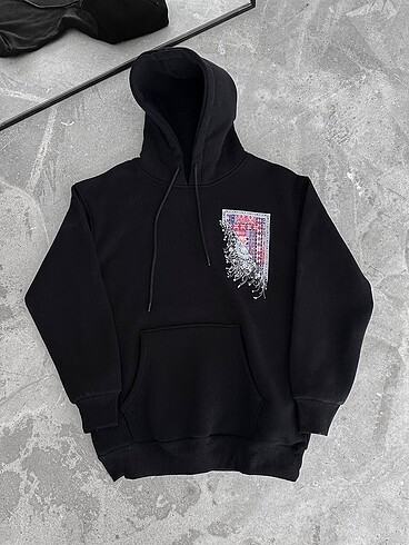 l/xl Beden Kapüşonlu Ön Ve Arka Baskılı SweatShirt