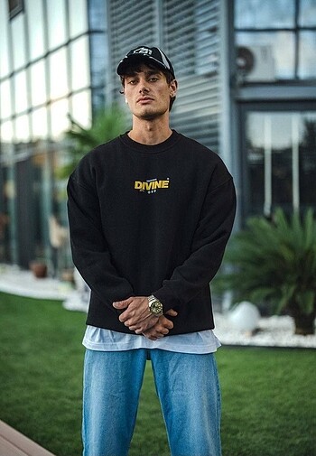 l/xl Beden Kışlık Bisiklet Yaka Baskılı SweatShirt