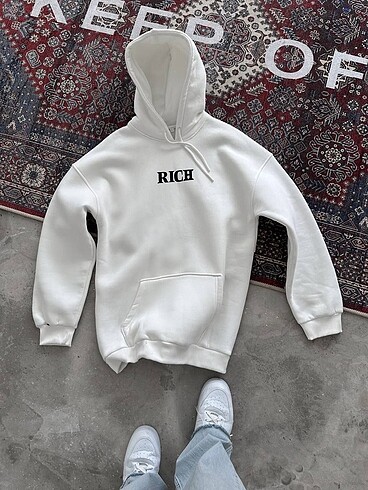 l/xl Beden RICH Göğüs Baskılı Kapüşonlu SweatShirt