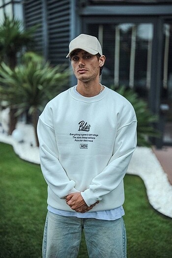 l/xl Beden Kışlık Bisiklet Yaka Ön Ve Arka Baskılı SweatShirt