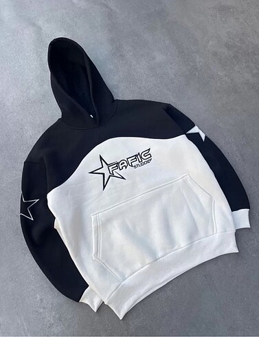 Diğer Parçalı Nakış İşlemelı Kapüşonlu SweatShirt - Siyah