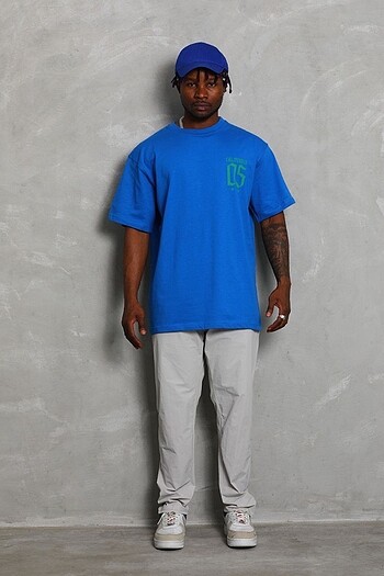 Diğer Unisex Oversize Baskılı Bisiklet Yaka T-Shirt