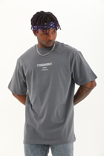 Diğer Unisex Oversize Baskılı Bisiklet Yaka T-Shirt