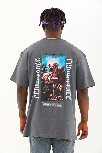 l/xl Beden Unisex Oversize Baskılı Bisiklet Yaka T-Shirt