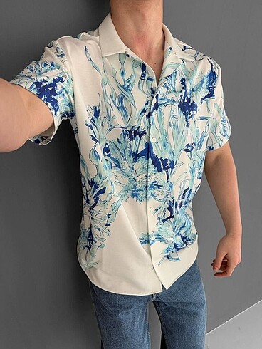 l/xl Beden İki İplik Kumaş Baskılı Gömlek