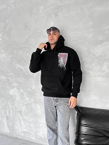 l/xl Beden beyaz Renk Uzun Kol Kapüşonlu Ön Ve Arka Baskılı SweatShirt