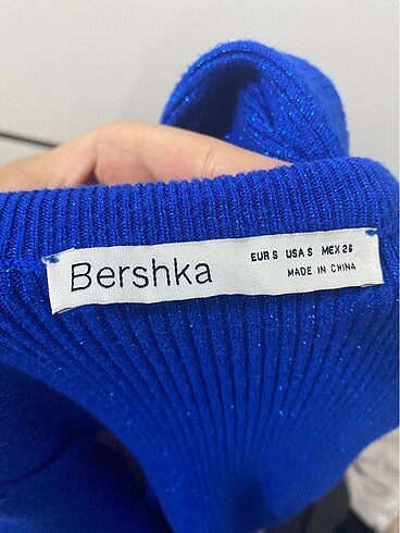 s Beden bershka mavi parlak simli elbise