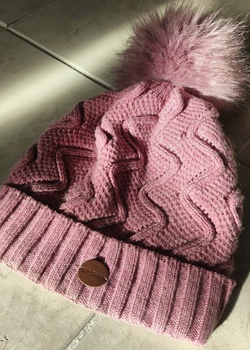 Pembe Örgü Ponponlu Kadın Bere - Görsel 2