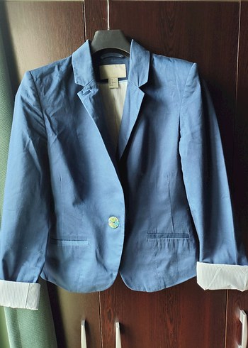 H&M Mavi Tek Dugmeli Blazer Ceket