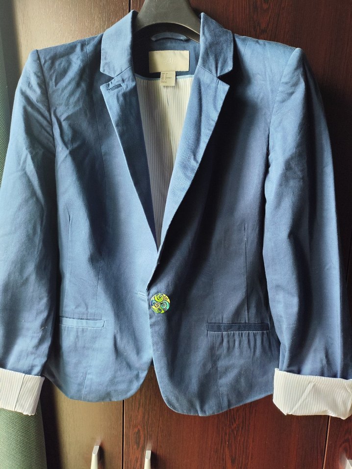 H&M Mavi Tek Düğmeli Blazer Ceket — görsel 4/8