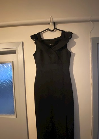 Siyah Mini V Yaka yılbaşı partiy Kokteyl Elbisesi - Görsel 5