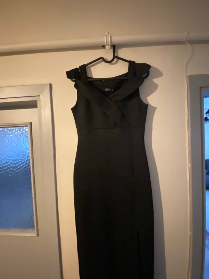 Siyah Mini V Yaka yılbaşı partiy Kokteyl Elbisesi - Görsel 5