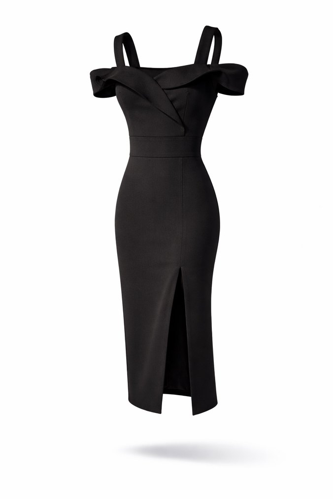 Siyah Mini V Yaka yılbaşı partiy Kokteyl Elbisesi - Görsel 3