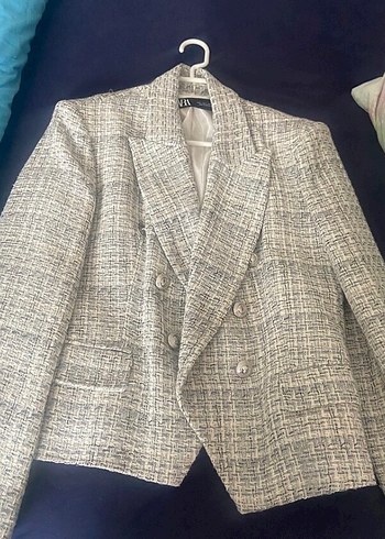 Zara Bej Düğmeli Kadın Midi Blazer Ceket - Görsel 4