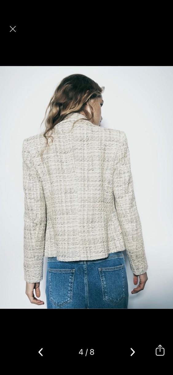 Zara Bej Düğmeli Kadın Midi Blazer Ceket - Görsel 5