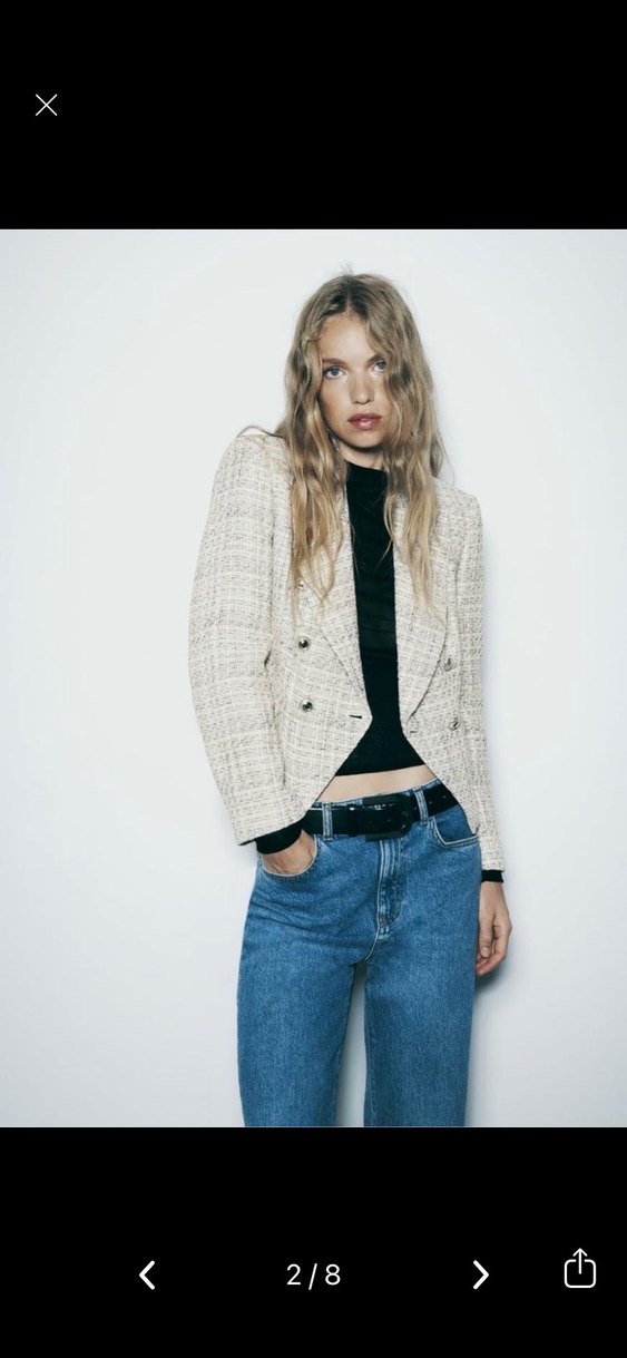 Zara Bej Düğmeli Kadın Midi Blazer Ceket - Görsel 3