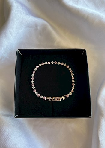 Pembe beyaz taşlı silver su yolu bileklik