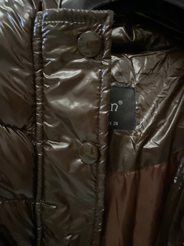 Kahverengi Deri Kadın Kışlık Mont - Görsel 4