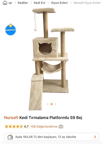 Nursoft Bej Kedi Tırmalama Platformu S9 - Görsel 3