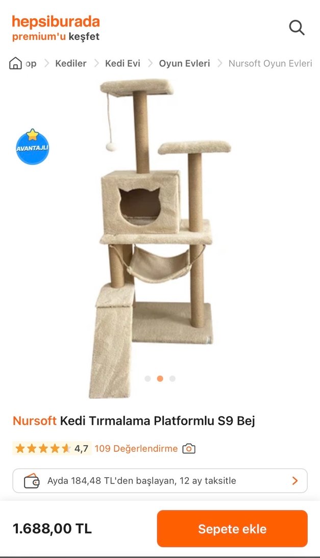 Nursoft Bej Kedi Tırmalama Platformu S9 - Görsel 3