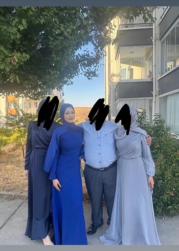 Saks mavisi incili tesettür abiye 36 beden - Görsel 2