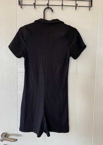 Zara Düğmeli Siyah Kısa Kollu Midi Elbise