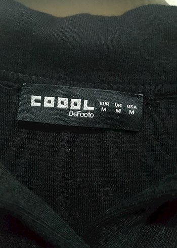 m Beden kadın Siyah Pamuklu Kısa Kollu Polo crop