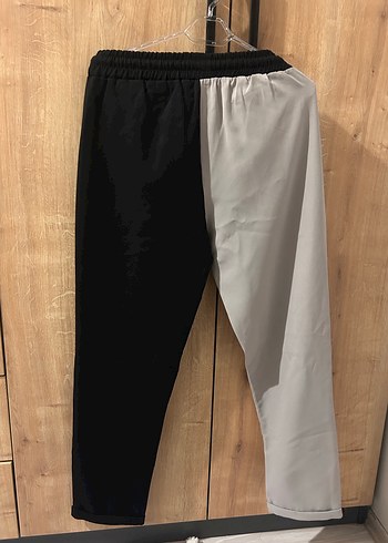 Gri-Siyah Kemerli Rahat Kesim Kadın Pantolon - Görsel 3