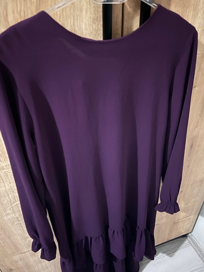 Kadın Mor Uzun Kollu Fırfırlı Tunik - Görsel 2