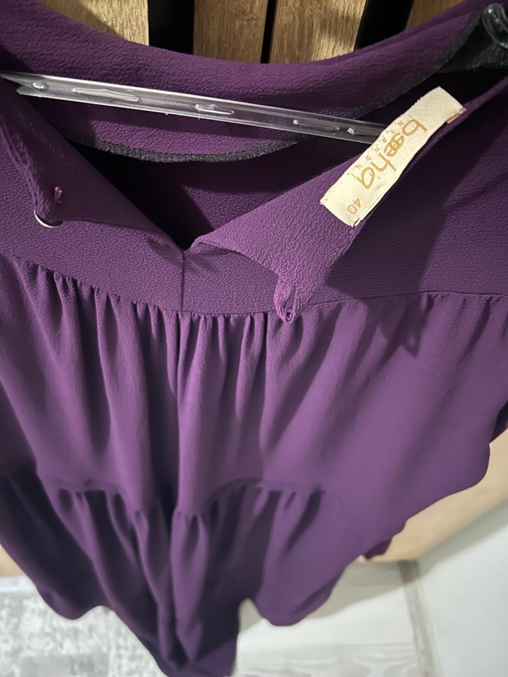 Kadın Mor Uzun Kollu Fırfırlı Tunik - Görsel 4