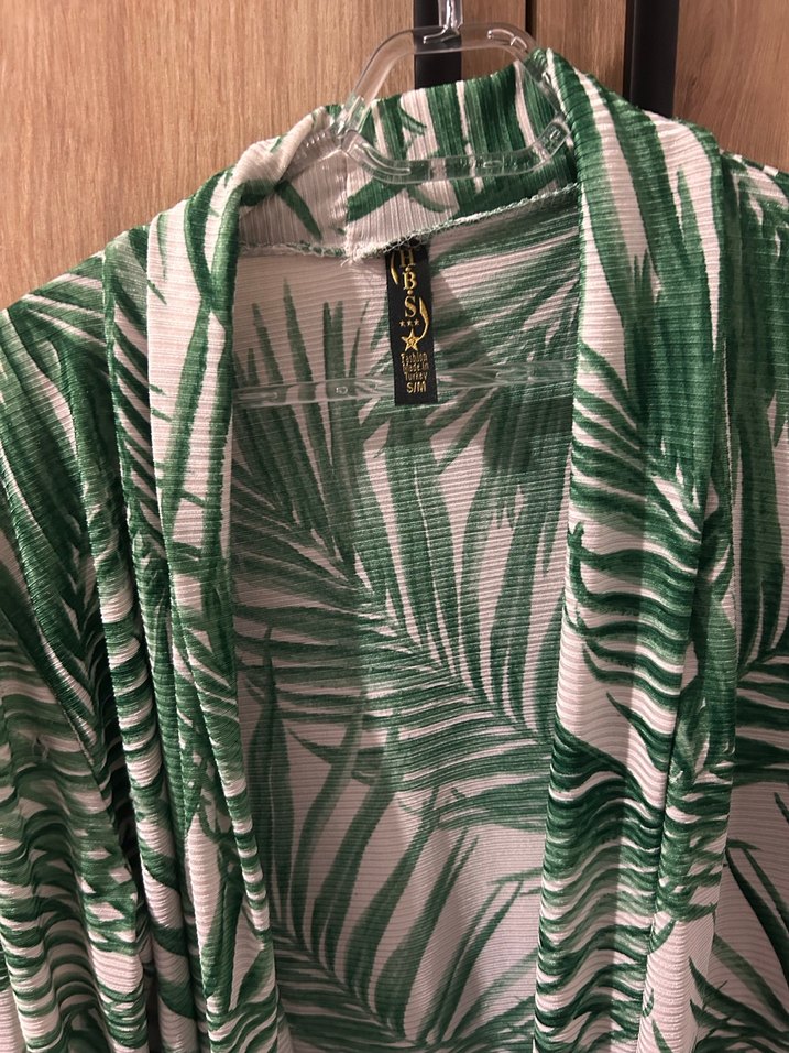 Uzun Kollu Yeşil Bohem Kadın Kimono - Görsel 2