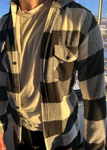 Düğmeli Gri Ekose Erkek Polar Gömlek - Görsel 2