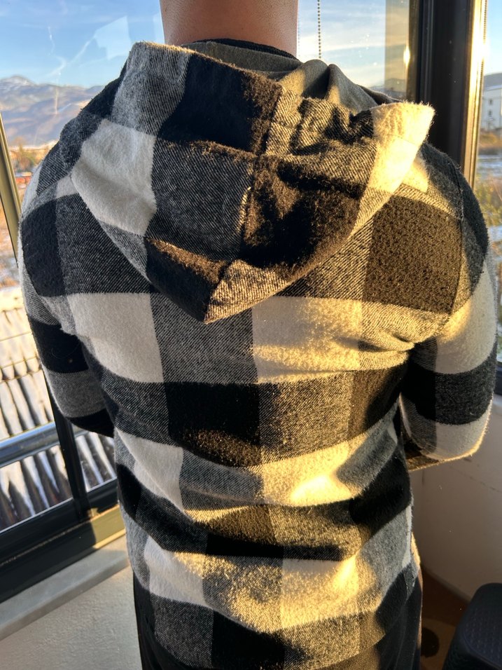 Düğmeli Gri Ekose Erkek Polar Gömlek - Görsel 3