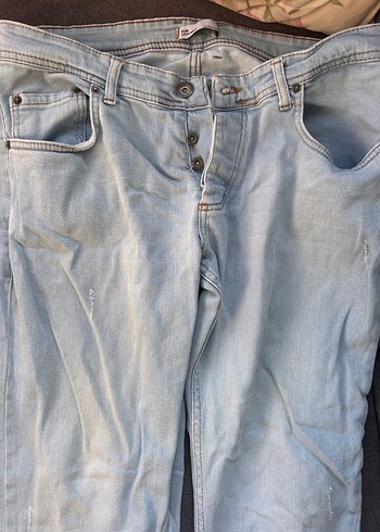 Gri Düğmeli Erkek Jean Pantolon - Görsel 2