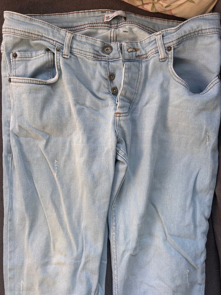 Gri Düğmeli Erkek Jean Pantolon - Görsel 2