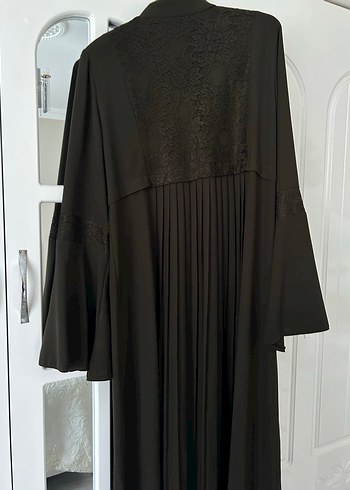 Drapeli Siyah Uzun Kadın Ferace - Görsel 3