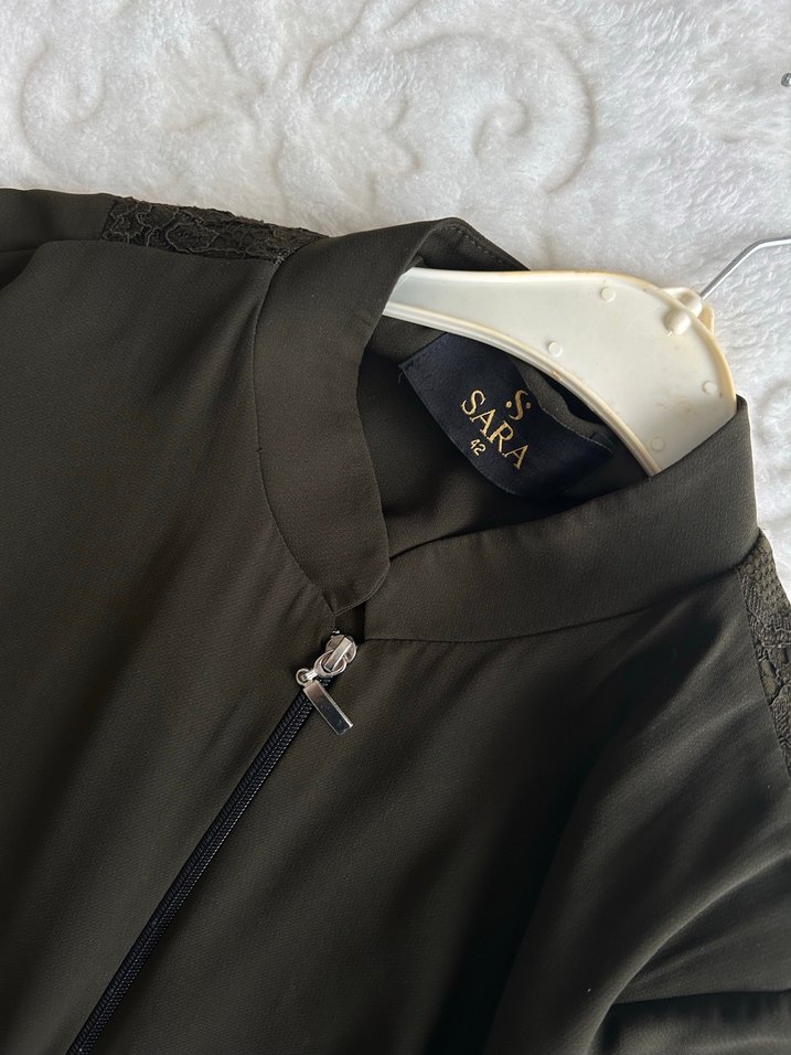 Drapeli Siyah Uzun Kadın Ferace - Görsel 5