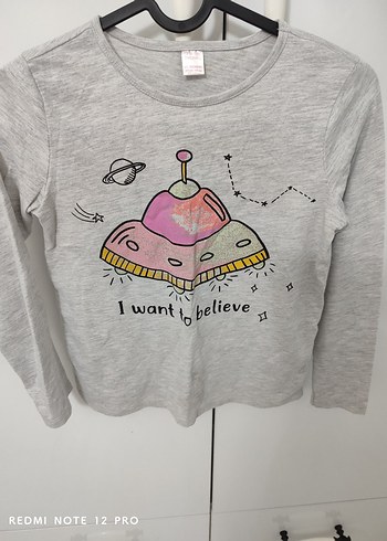 Kız Çocuk Gri Baskılı Pamuklu Pijama Takımı - Görsel 2